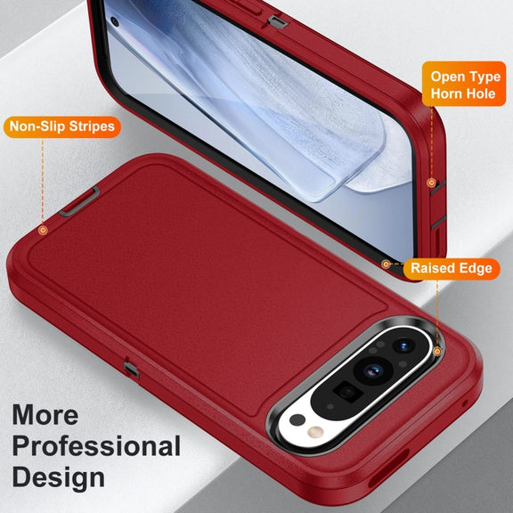 For Google Pixel 9 Pro Life Water-resistant Rugged PC + Silicone Phone Case(Red + Black)