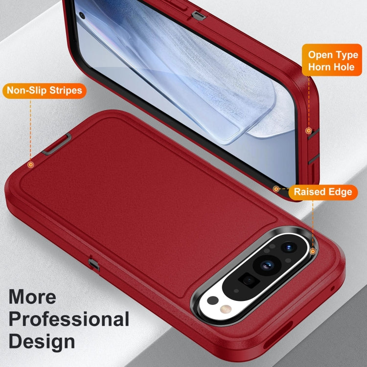 For Google Pixel 9 Pro Life Water-resistant Rugged PC + Silicone Phone Case(Red + Black)