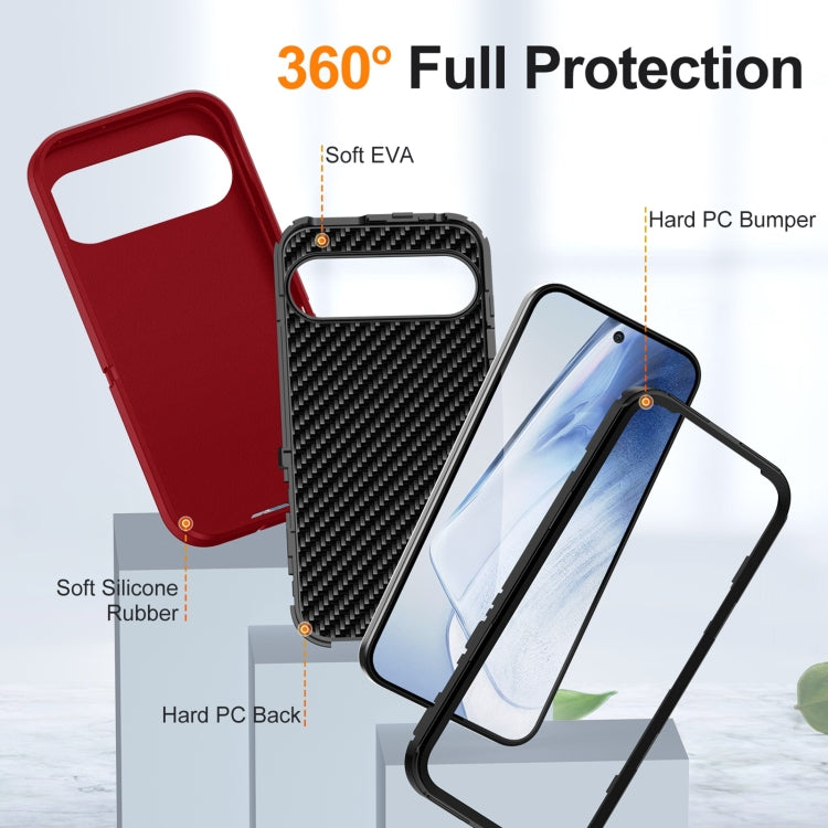 For Google Pixel 9 Pro Life Water-resistant Rugged PC + Silicone Phone Case(Red + Black)
