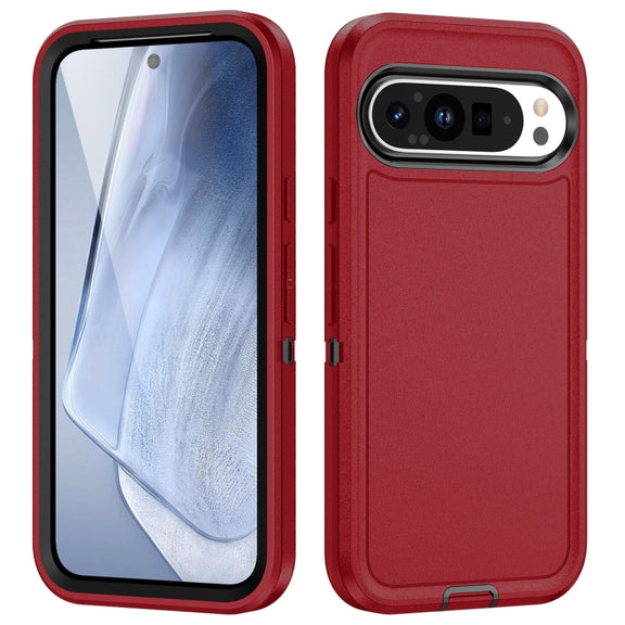 For Google Pixel 9 Pro Life Water-resistant Rugged PC + Silicone Phone Case(Red + Black)