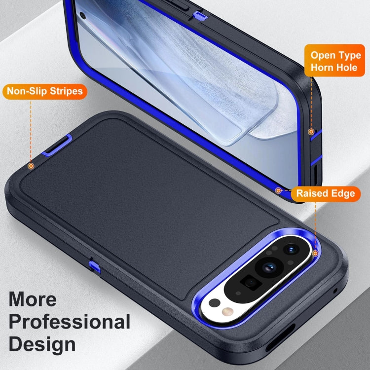 For Google Pixel 9 Pro Life Water-resistant Rugged PC + Silicone Phone Case(Dark Blue + Royal Blue)