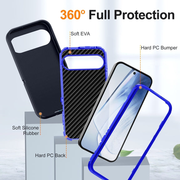For Google Pixel 9 Pro Life Water-resistant Rugged PC + Silicone Phone Case(Dark Blue + Royal Blue)