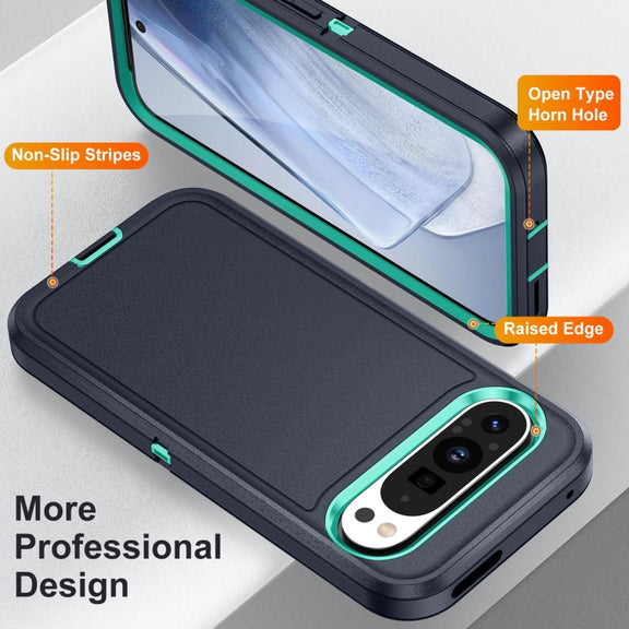 For Google Pixel 9 Pro Life Water-resistant Rugged PC + Silicone Phone Case(Dark Blue + Light Blue)