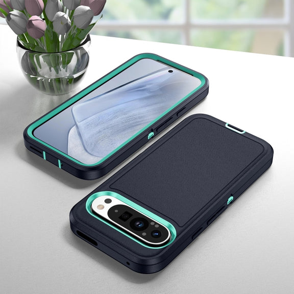 For Google Pixel 9 Pro Life Water-resistant Rugged PC + Silicone Phone Case(Dark Blue + Light Blue)