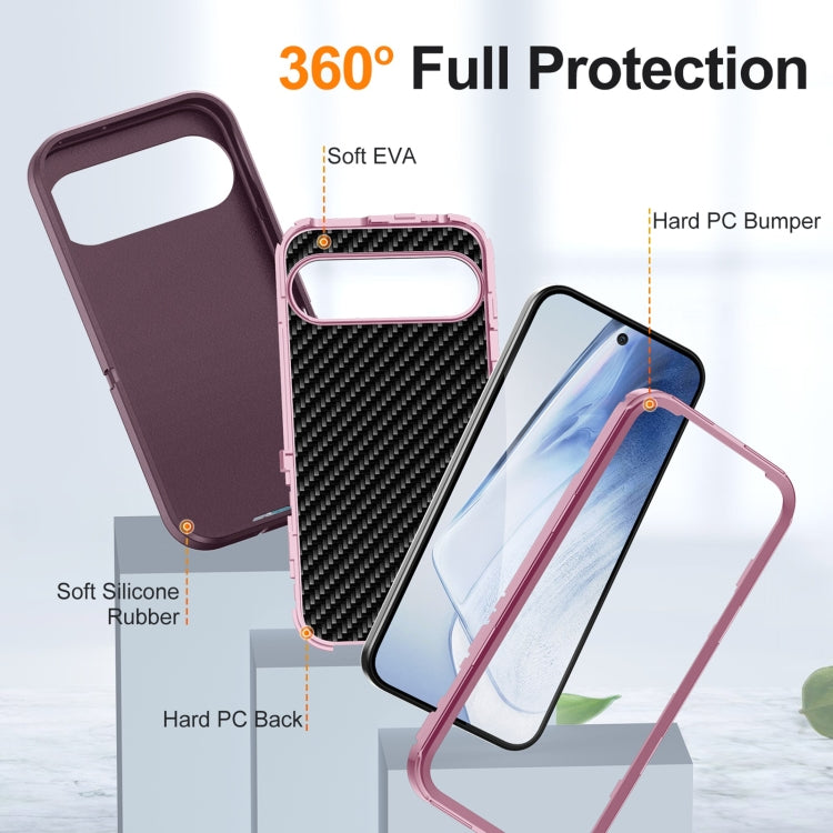 For Google Pixel 9 Pro Life Water-resistant Rugged PC + Silicone Phone Case(Purple + Pink)