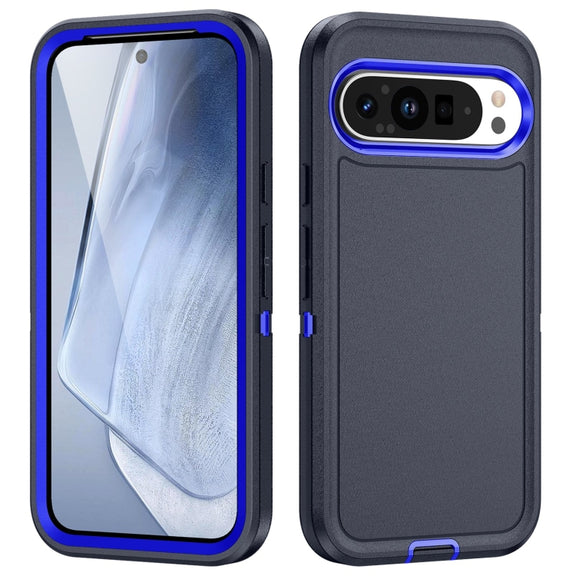 For Google Pixel 9 Life Water-resistant Rugged PC + Silicone Phone Case(Dark Blue + Royal Blue)