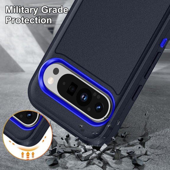 For Google Pixel 9 Life Water-resistant Rugged PC + Silicone Phone Case(Dark Blue + Royal Blue)