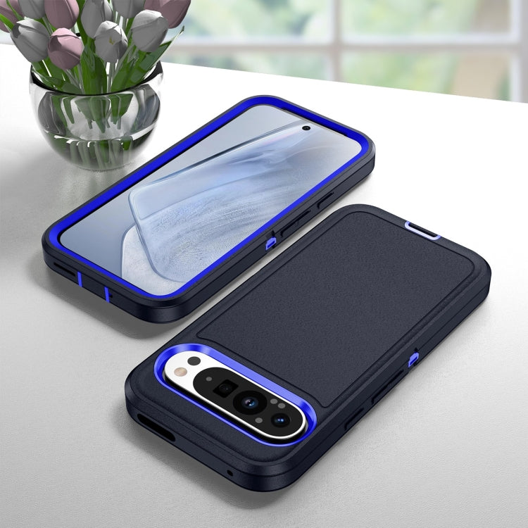 For Google Pixel 9 Life Water-resistant Rugged PC + Silicone Phone Case(Dark Blue + Royal Blue)