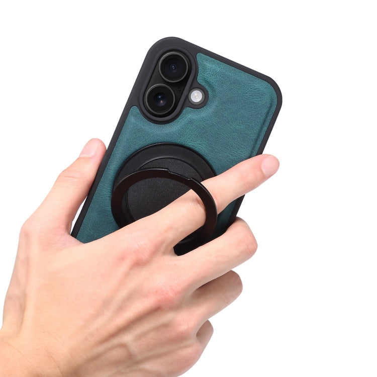 For iPhone 16 Denior A14 Skin Feel Rotating Holder MagSafe Phone Case(Blue)