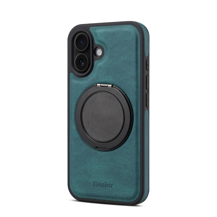 For iPhone 16 Plus Denior A14 Skin Feel Rotating Holder MagSafe Phone Case(Blue)