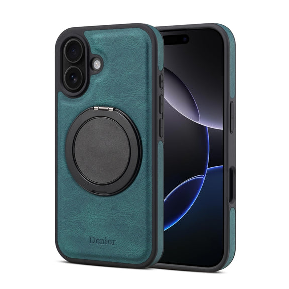 For iPhone 16 Plus Denior A14 Skin Feel Rotating Holder MagSafe Phone Case(Blue)