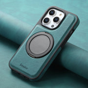 For iPhone 16 Pro Denior A14 Skin Feel Rotating Holder MagSafe Phone Case(Blue)