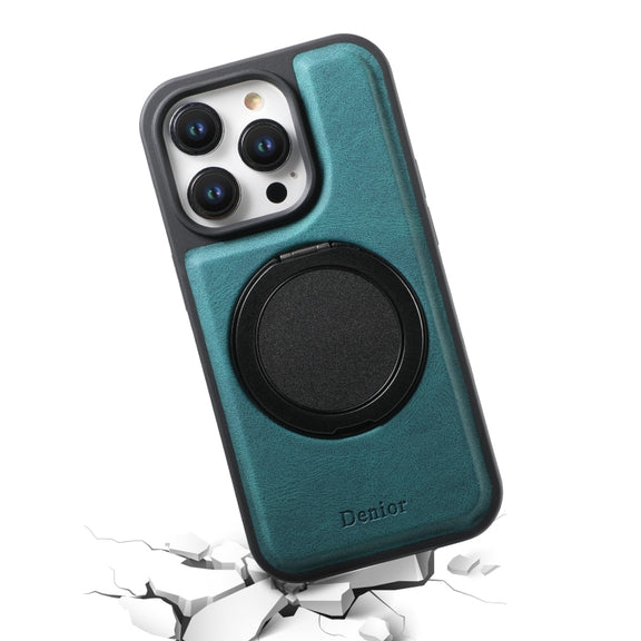 For iPhone 16 Pro Denior A14 Skin Feel Rotating Holder MagSafe Phone Case(Blue)