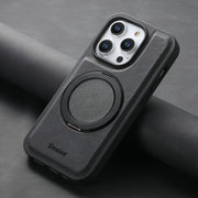For iPhone 16 Pro Denior A14 Skin Feel Rotating Holder MagSafe Phone Case(Black)
