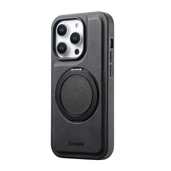 For iPhone 16 Pro Denior A14 Skin Feel Rotating Holder MagSafe Phone Case(Black)