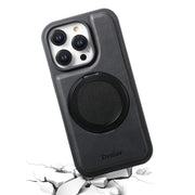 For iPhone 16 Pro Denior A14 Skin Feel Rotating Holder MagSafe Phone Case(Black)