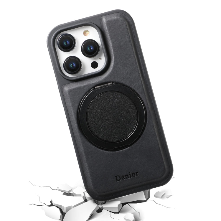 For iPhone 16 Pro Denior A14 Skin Feel Rotating Holder MagSafe Phone Case(Black)