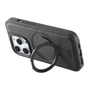 For iPhone 16 Pro Denior A14 Skin Feel Rotating Holder MagSafe Phone Case(Black)