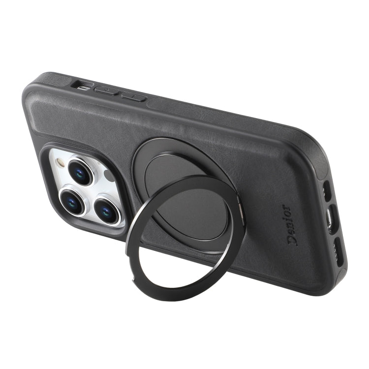 For iPhone 16 Pro Max Denior A14 Skin Feel Rotating Holder MagSafe Phone Case(Black)