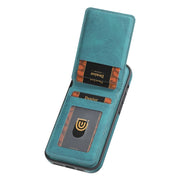For iPhone 16 Denior D18 Skin Feel Rotating Holder MagSafe Detachable Card Slot Phone Case(Blue)