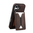 For iPhone 16 Denior D18 Skin Feel Rotating Holder MagSafe Detachable Card Slot Phone Case(Brown) - iPhone 16 Cases by Denior | Online Shopping South Africa | PMC TechLife | Buy Now Pay Later Mobicred