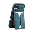 For iPhone 16 Plus Denior D18 Skin Feel Rotating Holder MagSafe Detachable Card Slot Phone Case(Blue) - free shipping - PMC TechLife - Order now!