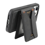 For iPhone 16 Pro Max Denior D18 Skin Feel Rotating Holder MagSafe Detachable Card Slot Phone Case(Black)