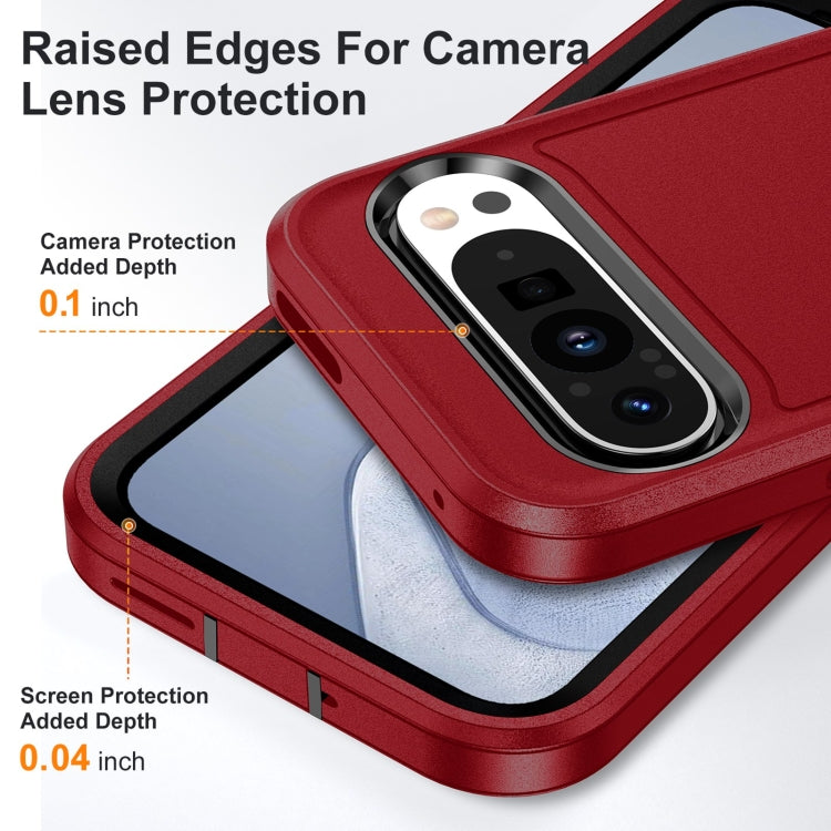 For Google Pixel 9 Pro Rugged PC + Silicone Phone Case with Holder(Red+Black) - Google Cases by PMC TechLife | Online Shopping South Africa | PMC TechLife | Buy Now Pay Later Mobicred
