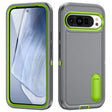 For Google Pixel 9 Pro Rugged PC + Silicone Phone Case with Holder(Grey+Fresh Green) - free shipping - PMC TechLife - Order now!