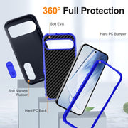 For Google Pixel 9 Pro Rugged PC + Silicone Phone Case with Holder(Dark Blue+Royal Blue)