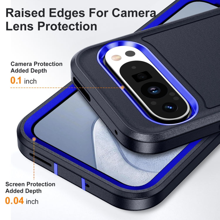 For Google Pixel 9 Pro Rugged PC + Silicone Phone Case with Holder(Dark Blue+Royal Blue) - Google Cases by PMC TechLife | Online Shopping South Africa | PMC TechLife | Buy Now Pay Later Mobicred