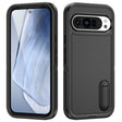 For Google Pixel 9 Rugged PC + Silicone Phone Case with Holder(Black) - Google Cases by PMC TechLife | Online Shopping South Africa | PMC TechLife | Buy Now Pay Later Mobicred