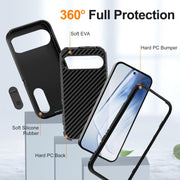 For Google Pixel 9 Rugged PC + Silicone Phone Case with Holder(Black)