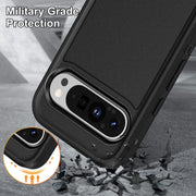 For Google Pixel 9 Rugged PC + Silicone Phone Case with Holder(Black)