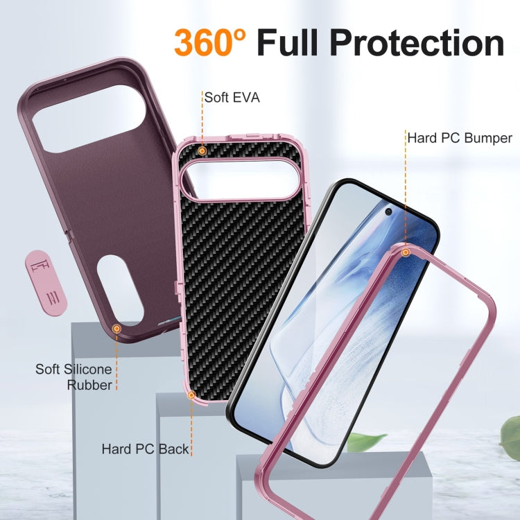 For Google Pixel 9 Rugged PC + Silicone Phone Case with Holder(Purple+Pink) - free shipping - PMC TechLife - Order now!