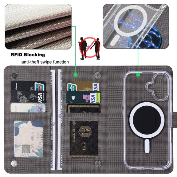 For Samsung Galaxy S24 Ultra 5G ViLi GHA-C Series RFID MagSafe Magnetic Flip Leather Phone Case(Grey)