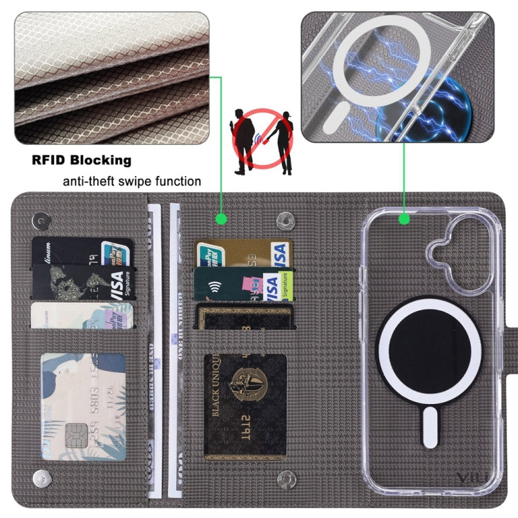 For Samsung Galaxy S24 5G ViLi GHA-C Series RFID MagSafe Magnetic Flip Leather Phone Case(Grey) - free shipping - PMC Jewellery - Order now!