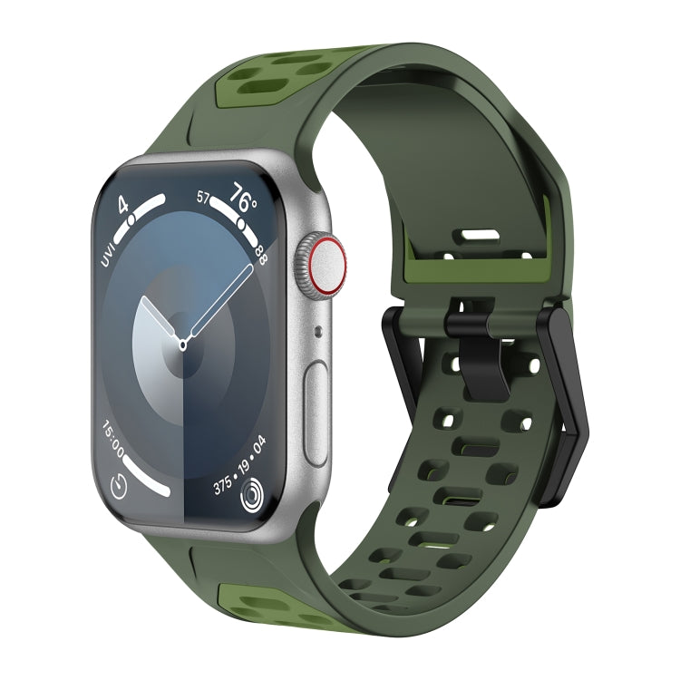 For Apple Watch SE 2023 44mm Meteorite Two-color Silicone Watch Band(Army Green) - free shipping - PMc TechLife - Order now!