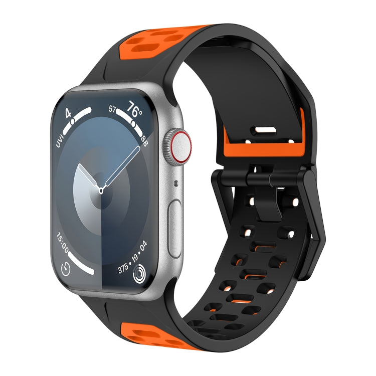 For Apple Watch SE 2023 44mm Meteorite Two-color Silicone Watch Band(Black Orange) - free shipping - PMc TechLife - Order now!