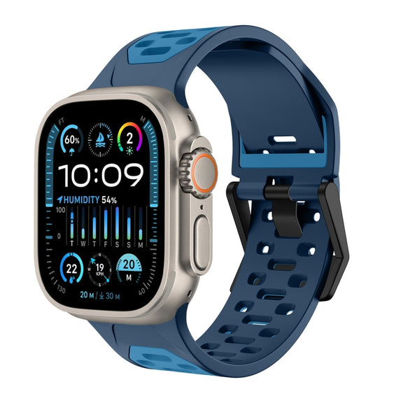 For Apple Watch Ultra 2 49mm Meteorite Two-color Silicone Watch Band(Navy Blue)
