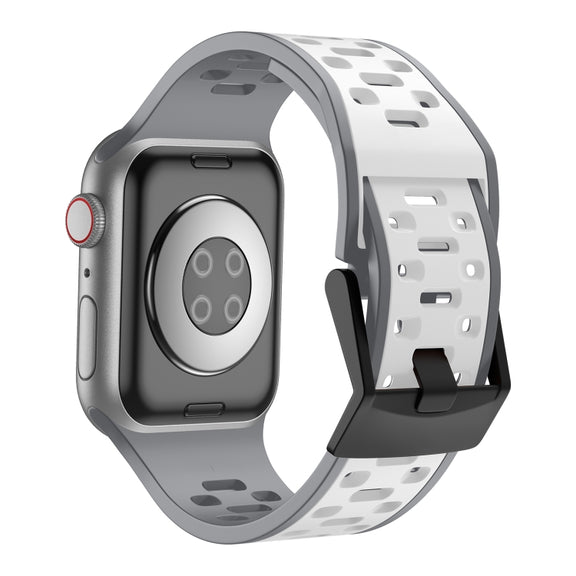 For Apple Watch Series 9 45mm Meteorite Two-color Silicone Watch Band(Grey White)