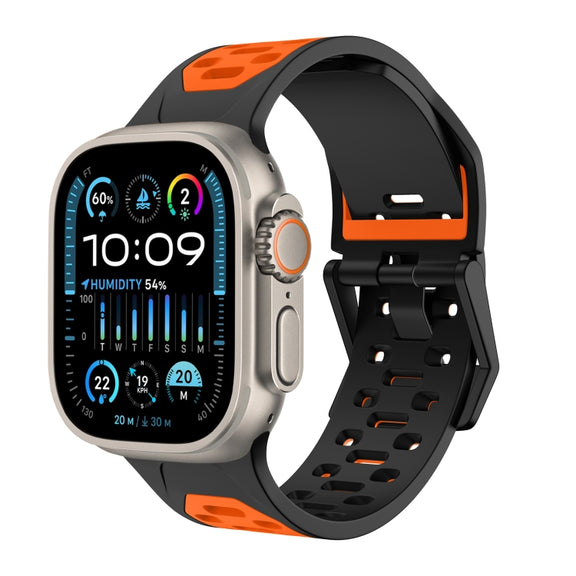 For Apple Watch Ultra 49mm Meteorite Two-color Silicone Watch Band(Black Orange)