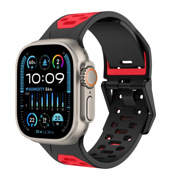 For Apple Watch Ultra 49mm Meteorite Two-color Silicone Watch Band(Black Red) - free shipping - PMc TechLife - Order now!