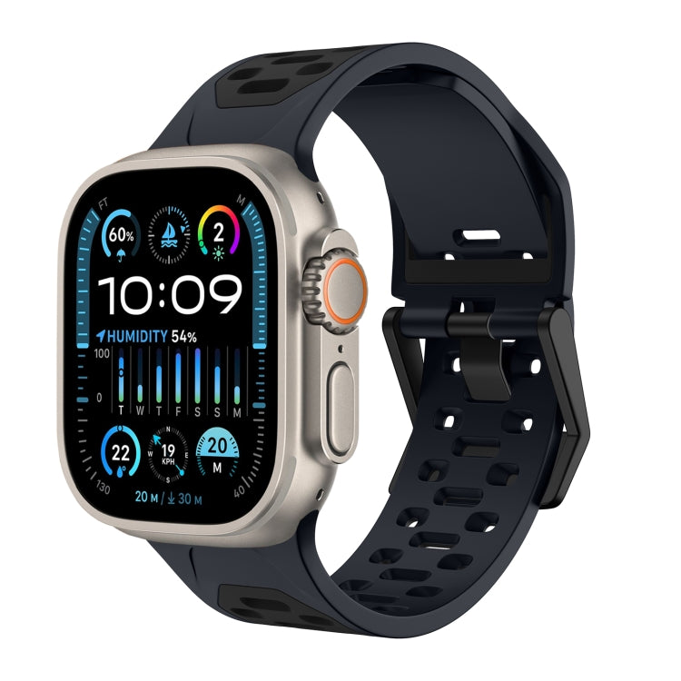 For Apple Watch Ultra 49mm Meteorite Two-color Silicone Watch Band(Grey Black)