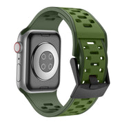 For Apple Watch Series 8 45mm Meteorite Two-color Silicone Watch Band(Army Green)