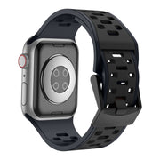 For Apple Watch SE 2022 44mm Meteorite Two-color Silicone Watch Band(Grey Black)