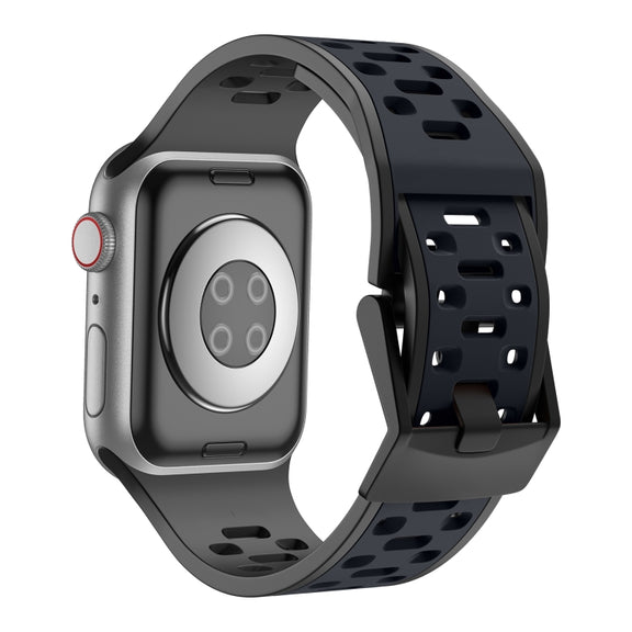 For Apple Watch Series 7 45mm Meteorite Two-color Silicone Watch Band(Black Grey)