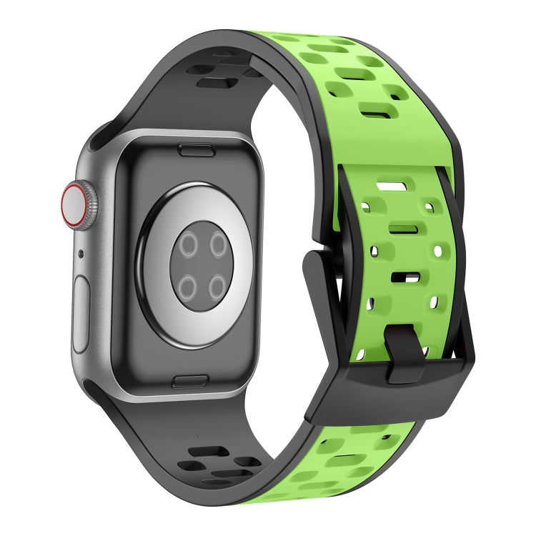 For Apple Watch Series 6 44mm Meteorite Two-color Silicone Watch Band(Black Green)