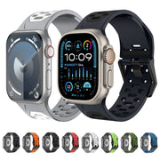 For Apple Watch SE 44mm Meteorite Two-color Silicone Watch Band(Navy Blue)