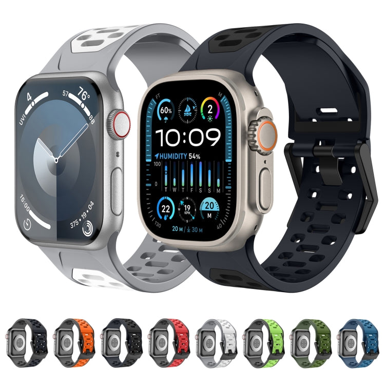 For Apple Watch SE 2022 44mm Meteorite Two-color Silicone Watch Band(Grey White)